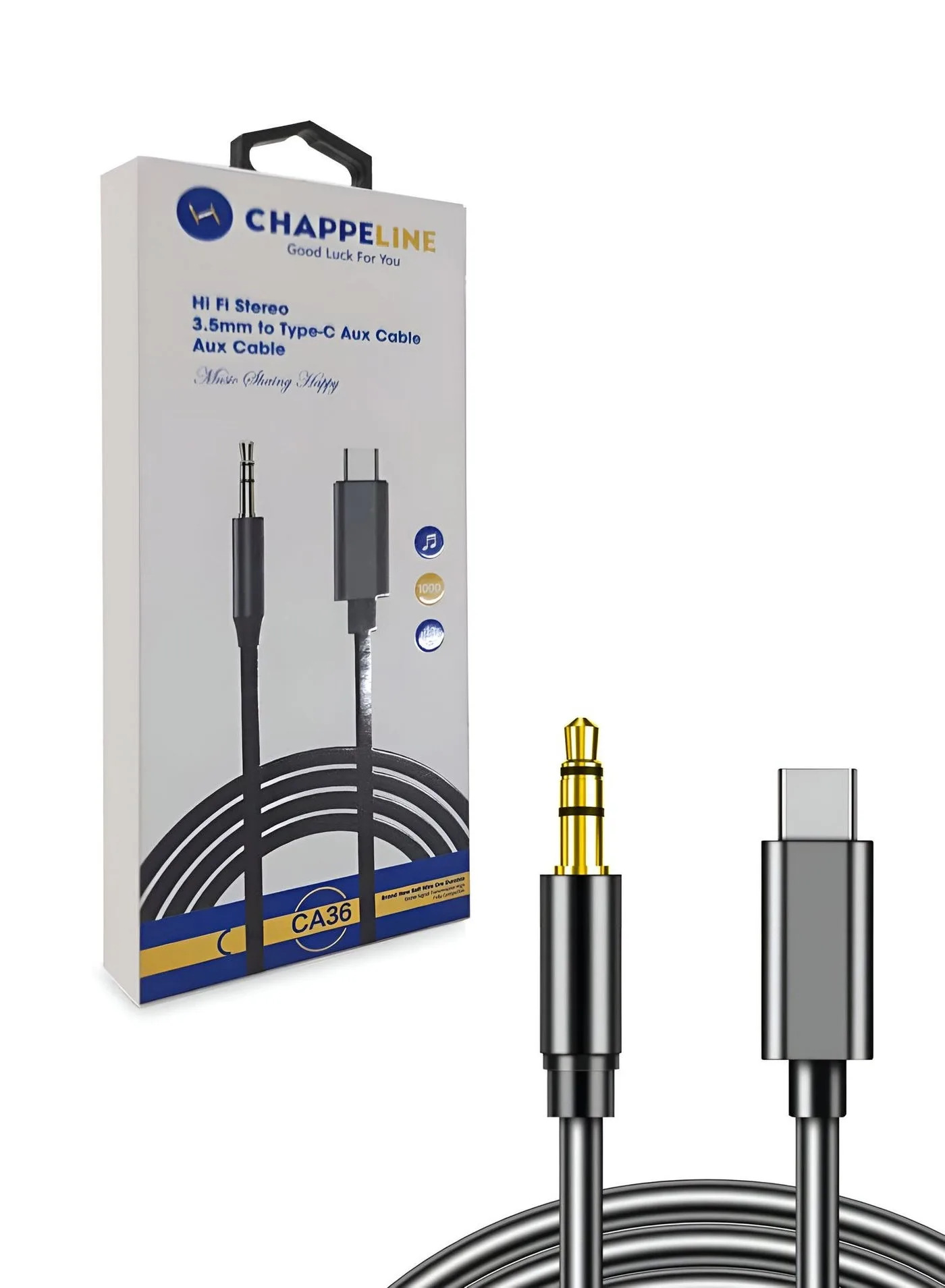 كابل صوت تشابي لاين CA36 USB-C إلى Aux 3.5 ملم Hi-Fi - أسود